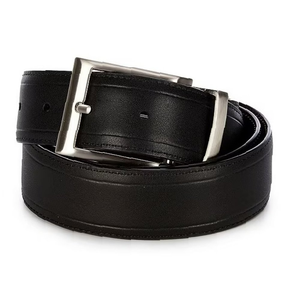 Full Grain Cowhide Leather Belt Men's Black Reversible 48 Inches